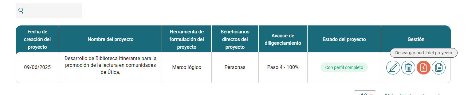 Descargar perfil del proyecto