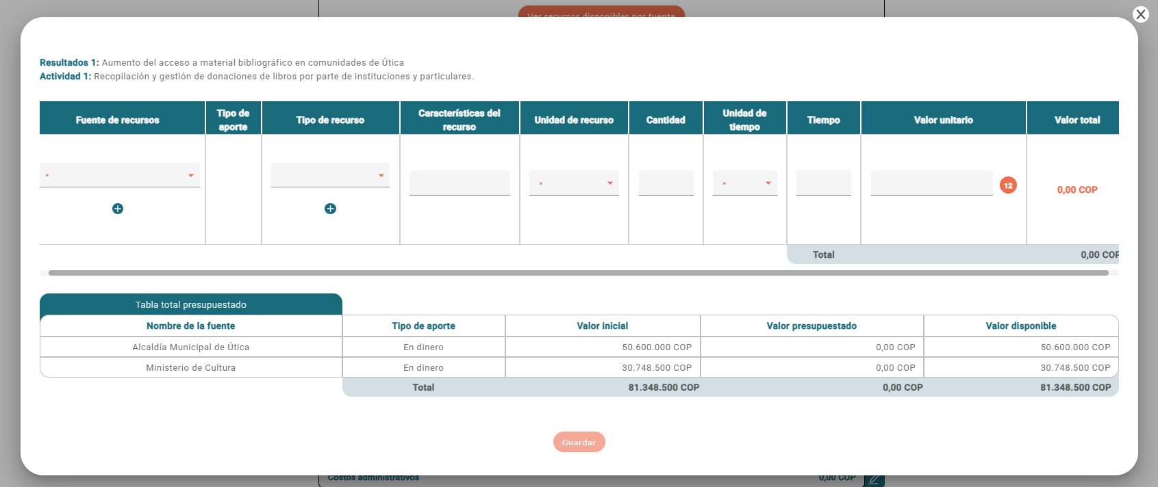 elemento de agrupación y actividad