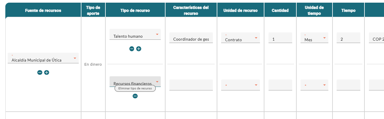 Eliminar tipo de recurso