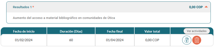 Ver actividades asociadas