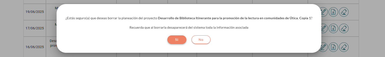 Mensaje de confirmación