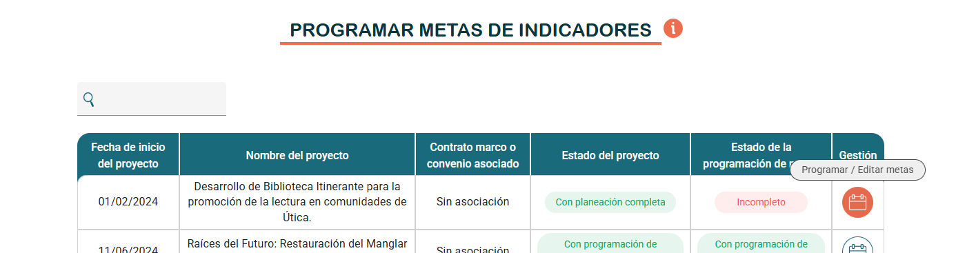 Programar / Editar metas