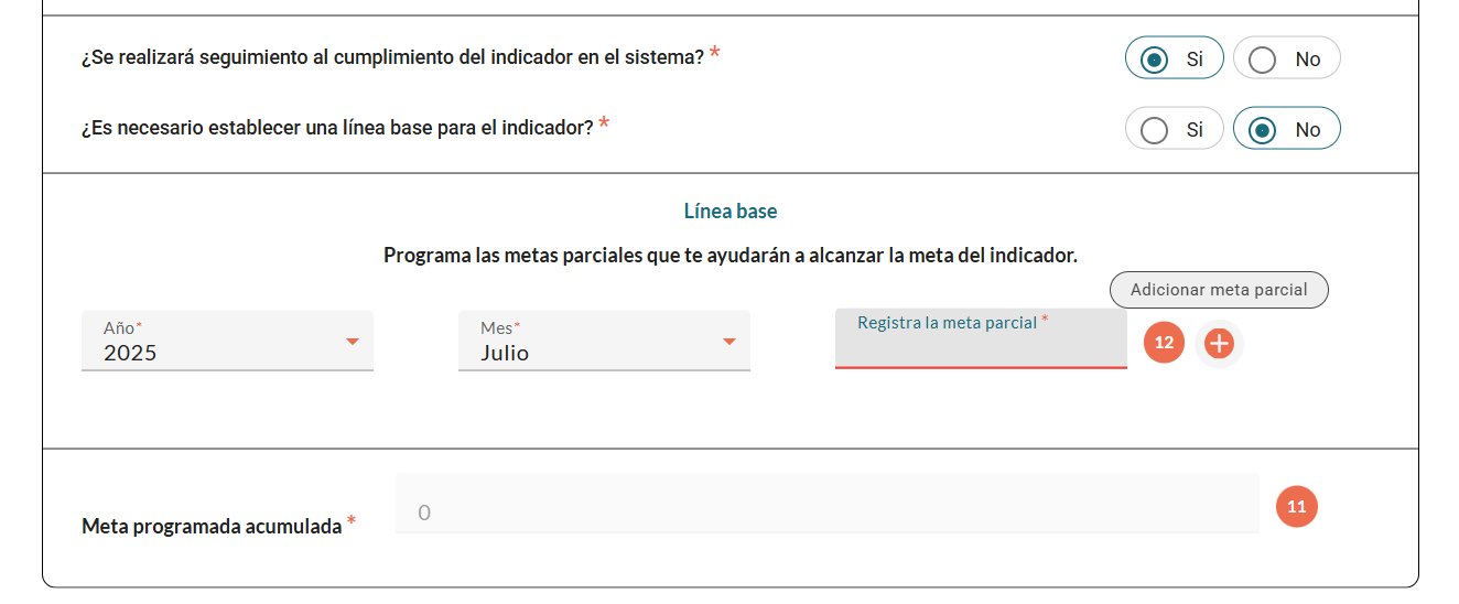 Adicionar meta parcial