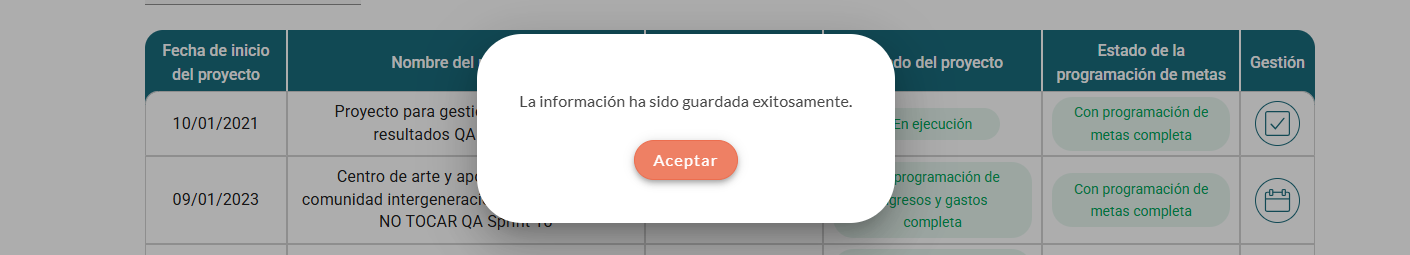 La información ha sido guardada exitosamente