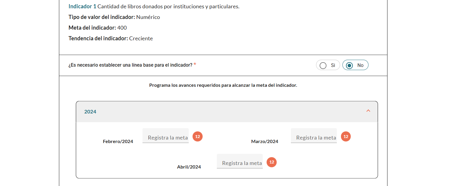 Programa las metas parciales