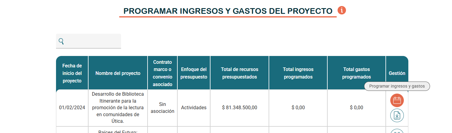 Programar ingresos y gastos