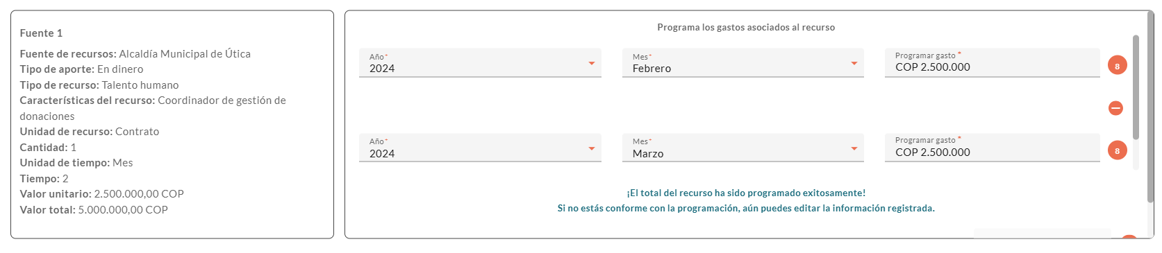 Valor pendiente por programar