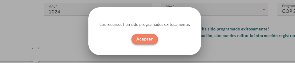 Los recursos han sido programados exitosamente